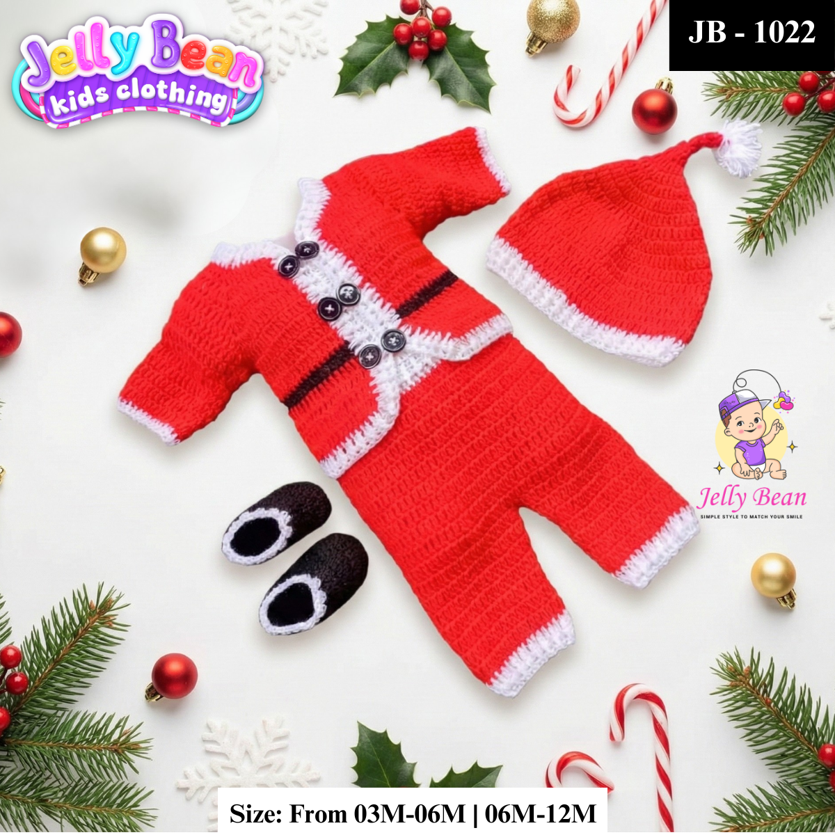 Handcrafted Crochet Christmas Outfit – Baby Boy Edition | JB-1022