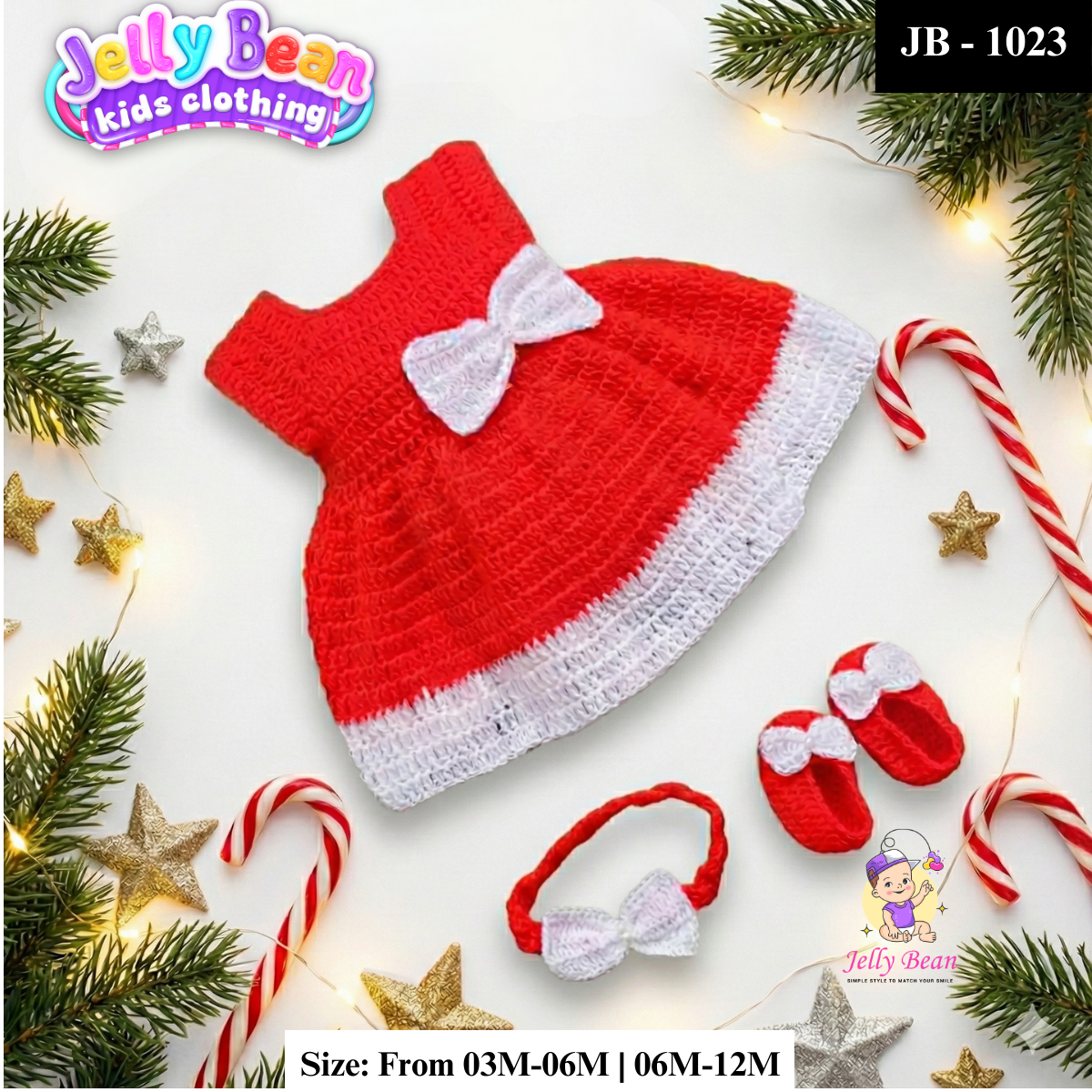Handcrafted Crochet Christmas Outfit – Baby Girl Edition | JB-1023