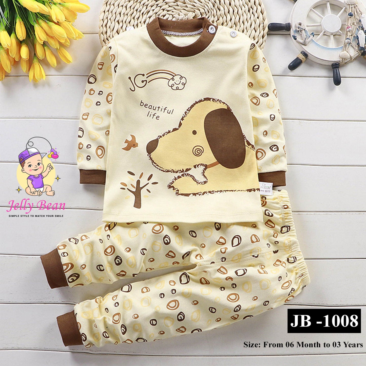 Soft Cotton Baby Pajamas – Cute Puppy Print (JB-1008)