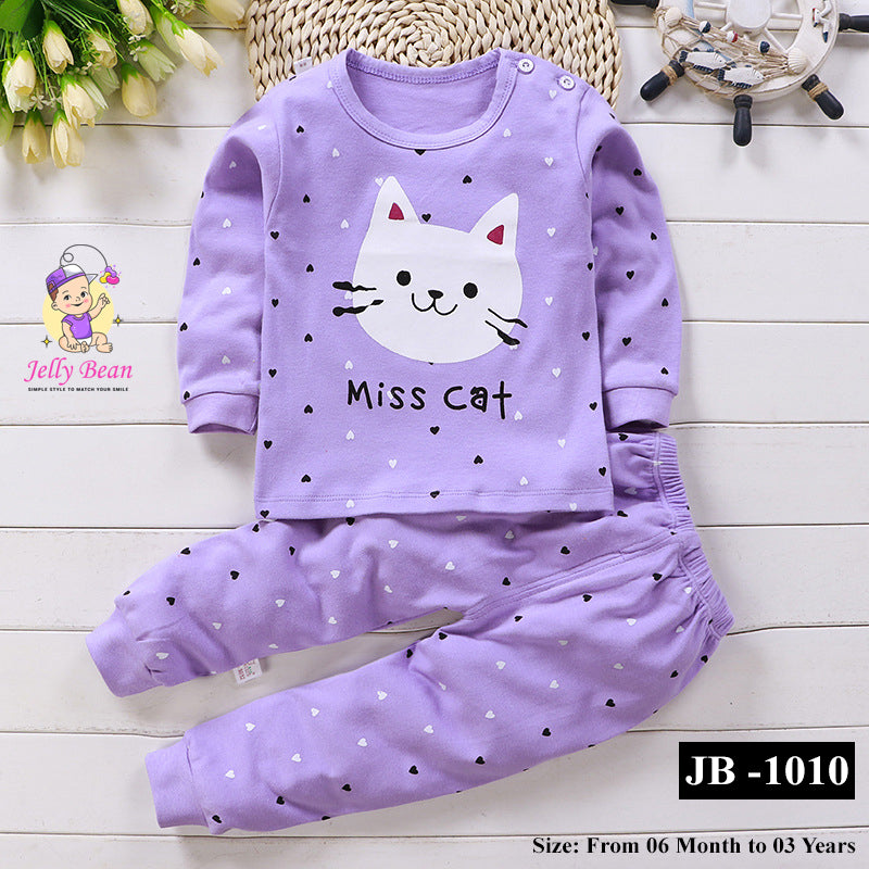 Adorable Miss Cat Cotton Pajama Set for Babies – JB-1010