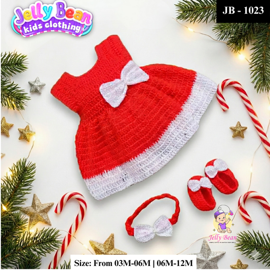 Handcrafted Crochet Christmas Outfit – Baby Girl Edition | JB-1023
